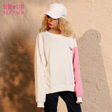 ELF SACK Embroidery Tiger Women Casual Sweatshirts Loose Pink Sweet Womens Tops Round Neck Fashion Pullovers
