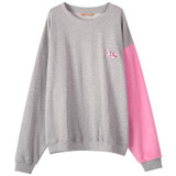 ELF SACK Embroidery Tiger Women Casual Sweatshirts Loose Pink Sweet Womens Tops Round Neck Fashion Pullovers