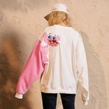 ELF SACK Embroidery Tiger Women Casual Sweatshirts Loose Pink Sweet Womens Tops Round Neck Fashion Pullovers