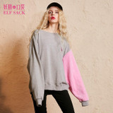 ELF SACK Embroidery Tiger Women Casual Sweatshirts Loose Pink Sweet Womens Tops Round Neck Fashion Pullovers