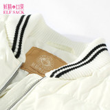 Elf SACK box winter female brief hemming color block print down coat