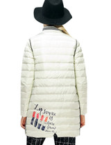 Elf SACK box winter female brief hemming color block print down coat