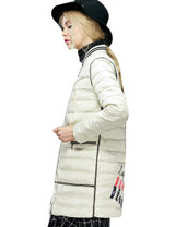 Elf SACK box winter female brief hemming color block print down coat
