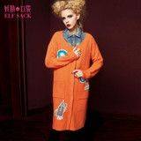 Elf SACK autumn sweet all-match fashion o-neck loose cardigan female medium-long