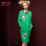 Elf SACK autumn sweet all-match fashion o-neck loose cardigan female medium-long