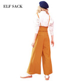 ELF SACK 2017 Women Spring Full Length Retro Wide leg pants Female Solid High Waist Strip Fashion Casual Trousers Free Shipping