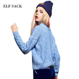 ELF SACK 2017 Spring Women Solid Knitted Sweater Short O-Neck Base Pullovers Female Casual Occupation All Match Sweaters