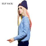 ELF SACK 2017 Spring Women Solid Knitted Sweater Short O-Neck Base Pullovers Female Casual Occupation All Match Sweaters