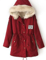 Elexs New Fashion Winter Women Fur Hooded Zipper Embellished Women Parkas Military Casual Winter Coat outerwear Women Parkas