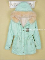 Elexs New Fashion Winter Women Fur Hooded Zipper Embellished Women Parkas Military Casual Winter Coat outerwear Women Parkas
