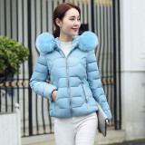 Elexs Big Fur Collar Hoody Slim & Warm Winter Jacket Women Hooded Outwear TSP885