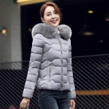 Elexs Big Fur Collar Hoody Slim & Warm Winter Jacket Women Hooded Outwear TSP885