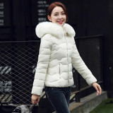Elexs Big Fur Collar Hoody Slim & Warm Winter Jacket Women Hooded Outwear TSP885