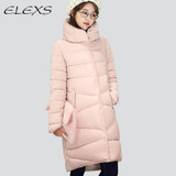 ELEXS 2017 Winter Long Coat Slim Thickened Turtleneck Warm Jacket Cotton Padded Zipper Outwear TSP8913