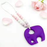 Elephant necklace silicone teether chewable pendant teething baby toy