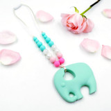Elephant necklace silicone teether chewable pendant teething baby toy