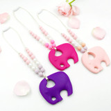 Elephant necklace silicone teether chewable pendant teething baby toy