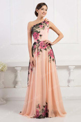 Elegant Women Vintage Plus Size Evening Dress Long with Flowers Printed Princess Cheap Summer Dresses Formales Abendkleid 75034