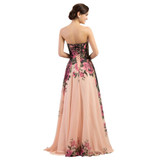 Elegant Women Vintage Plus Size Evening Dress Long with Flowers Printed Princess Cheap Summer Dresses Formales Abendkleid 75034