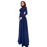 Elegant Women's Kaftan Abaya Islamic Muslim Evening Party Long Sleeve Vintage Long Maxi Dress