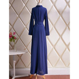 Elegant Women's Kaftan Abaya Islamic Muslim Evening Party Long Sleeve Vintage Long Maxi Dress