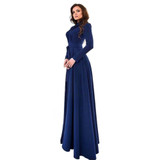 Elegant Women's Kaftan Abaya Islamic Muslim Evening Party Long Sleeve Vintage Long Maxi Dress