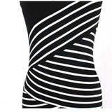 Elegant Women Summer V Neck Dress Black and white stripe Stitching Pencil Dresses Lady Knee-Length Party Bodycon Dress