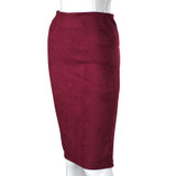Elegant Women Skirts Spring Fashion Faux Suede Female High Waist Thicken Stretchy Pencil Skirts Bodycon Knee Length Skirts