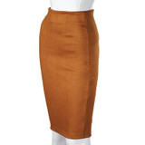 Elegant Women Skirts Spring Fashion Faux Suede Female High Waist Thicken Stretchy Pencil Skirts Bodycon Knee Length Skirts