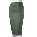 Elegant Women Skirts Spring Fashion Faux Suede Female High Waist Thicken Stretchy Pencil Skirts Bodycon Knee Length Skirts