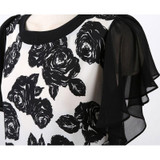 Elegant Women Shirts Flower Print Blouse Ruffled Short Sleeve Women Tops 2017 Summer Chiffon Blouse Female Blusas Plus Size XXXL