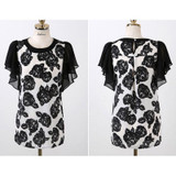 Elegant Women Shirts Flower Print Blouse Ruffled Short Sleeve Women Tops 2017 Summer Chiffon Blouse Female Blusas Plus Size XXXL