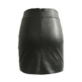 Elegant Women Leather Skirt Split Zipper High Waist Flower Embroidery Mini Skirts Womens Black Slim Casual Short Skirt Femininas