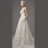 Elegant Women Formal Dress Ladies Deep V-Neck Empire White Princess Dress Sleeveless Floor-Length Swing Dress KH908323