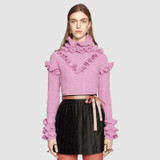 Ecombird 2017 New Fashion Runway Designer Sweater HIGH QUALITY Elegant Women Butterfly Sleeve Ruffles Knitted Pullover Sweaters