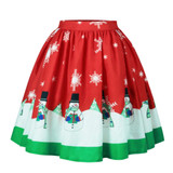 Echoine New Lovely 2017 Autumn Casual Skirts Female Pleated Snowman Skirts Christmas Trees Print Short Skirt Saia Drop Shipping