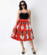 Echoine New Lovely 2017 Autumn Casual Skirts Female Pleated Snowman Skirts Christmas Trees Print Short Skirt Saia Drop Shipping