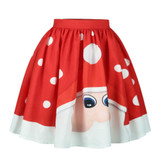 Echoine New Lovely 2017 Autumn Casual Skirts Female Pleated Snowman Skirts Christmas Trees Print Short Skirt Saia Drop Shipping