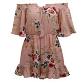 Ebizza Elegant Ruffles Print Jumpsuit Romper Women Summer Backless 2017 Boho High Waist Off Shoulder Beach Chic Female Overalls