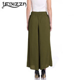 Ebizza Elegant Solid Cotton Wide Leg Pants Women Pants Casual Pants Fashion High Waist Loose Ladies For Wholesale Trousers