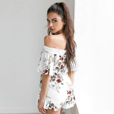 eastlink Sexy Bodysuit floral print  jumpsuits for women 2017 Loose playsuits sexy white ladies clothing