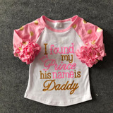 Easter baby girls love leopard three quarter cotton boutique cute top T-shirt raglans clothing ruffles little miss print prince
