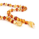 EAST WORLD Cognac Gold Amber Teething Bracelet/Necklace Baltic Natural Amber Collar Boy Girls Birthday Gifts Baby Jewelry