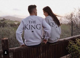 EAST KNITTING H1071 2017 New Fashion Couples Sweatshirts KING QUEEN Casual Long Sleeve Pullovers Hoodies Lovers Sweatshirt