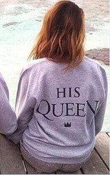 EAST KNITTING H1071 2017 New Fashion Couples Sweatshirts KING QUEEN Casual Long Sleeve Pullovers Hoodies Lovers Sweatshirt