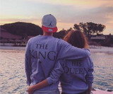 EAST KNITTING H1071 2017 New Fashion Couples Sweatshirts KING QUEEN Casual Long Sleeve Pullovers Hoodies Lovers Sweatshirt