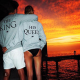 EAST KNITTING H1071 2017 New Fashion Couples Sweatshirts KING QUEEN Casual Long Sleeve Pullovers Hoodies Lovers Sweatshirt