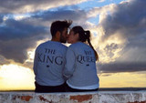 EAST KNITTING H1071 2017 New Fashion Couples Sweatshirts KING QUEEN Casual Long Sleeve Pullovers Hoodies Lovers Sweatshirt