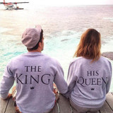 EAST KNITTING H1071 2017 New Fashion Couples Sweatshirts KING QUEEN Casual Long Sleeve Pullovers Hoodies Lovers Sweatshirt