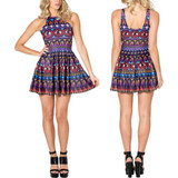 EAST KNITTING fashion X-014 HOT Women digital print pleated Adventure Time Bro Ball Reversible Skater Dress S M L XL Plus Size